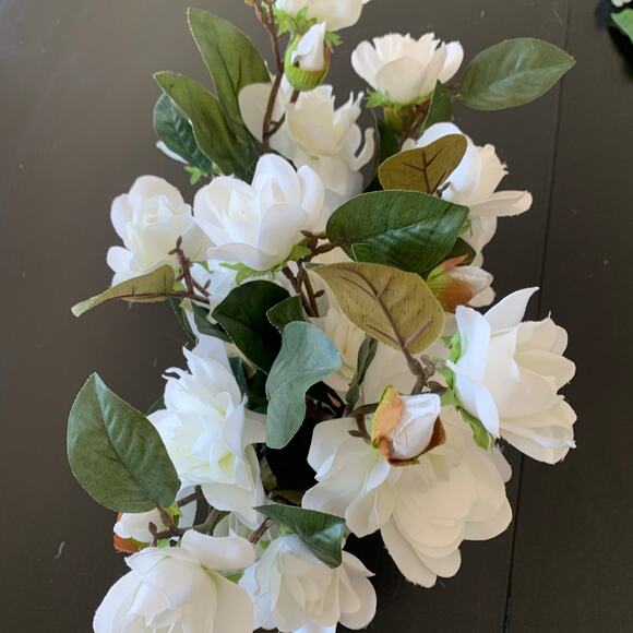 Gardenia Silk Flower Bush Set of 2 w 5 Stems each - Picture 2 of 5